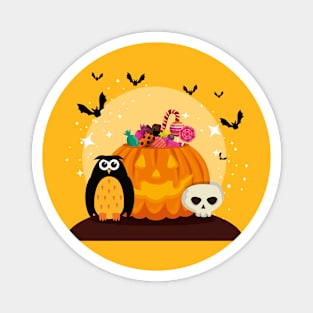 Halloween card with pumpkin skull Magnet